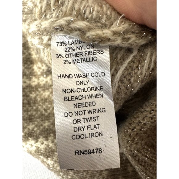 Telluride M Lambswool Fair Isle Cardigan Sequin Coastal Grandma Granny Cozy Warm - Picture 6 of 8